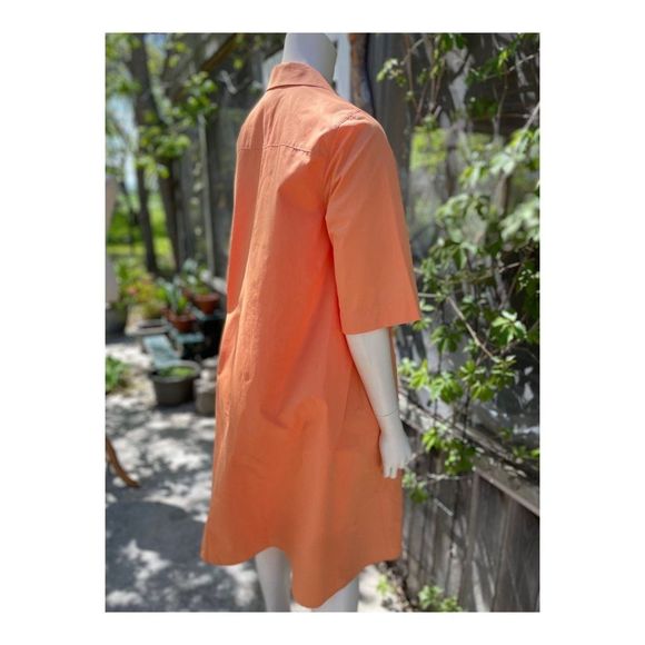 SOLD Lafayette 148 Sedwick Dress Shirt Tent Tanned Coral Cotton Tangerine - Picture 11 of 16